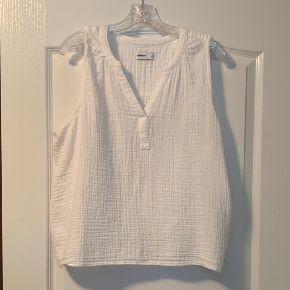 Sonoma White Textured Sleeveless Top
